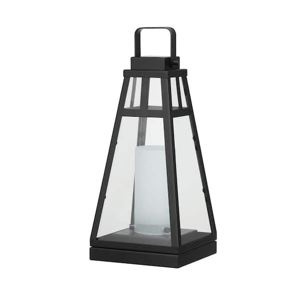 Novogratz x Globe Electric Diana Matte Black Modern Outdoor Integrated LED 1-Light Wall Sconce with Clear Glass Shade