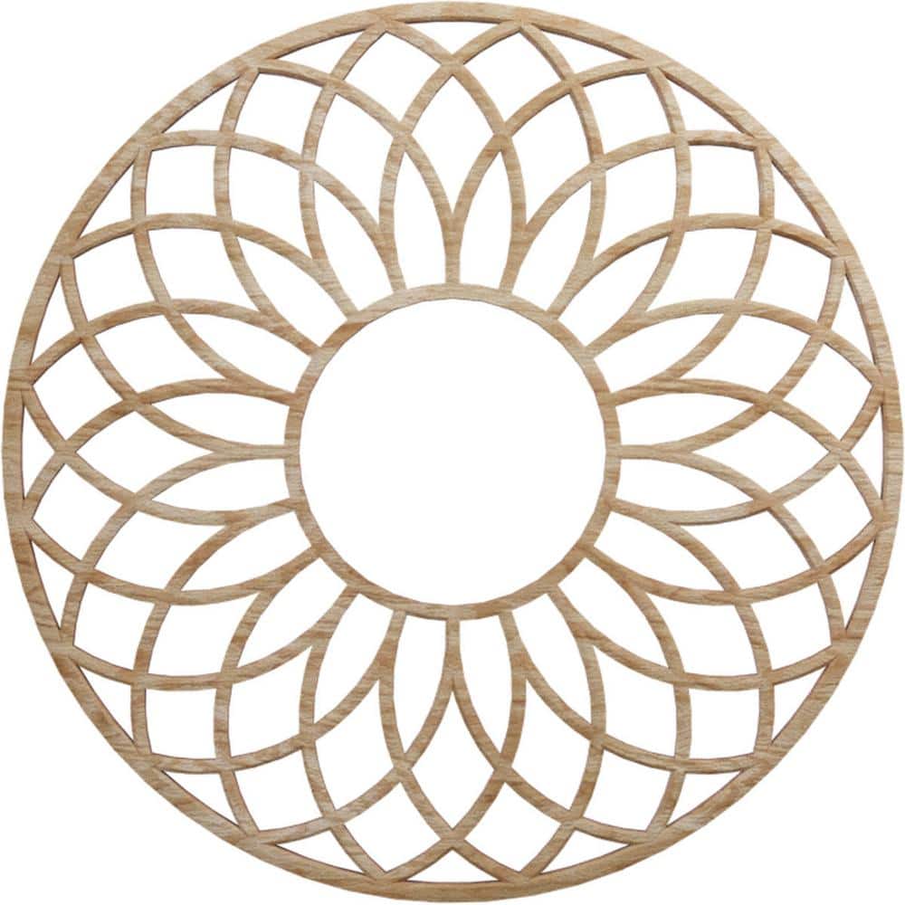 18" Round Unfinished Oak Ceiling Medallion with Pierced Design