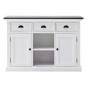 Modern Farmhouse Black and White Painted Large Accent Cabinet