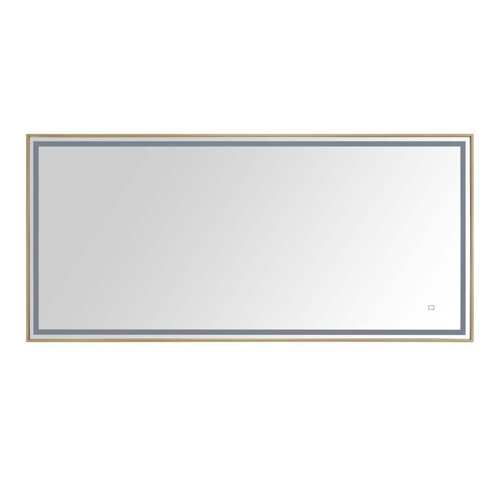Eleganza Brushed Gold 59" Stainless Steel Framed LED Bathroom Mirror