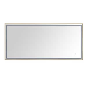 LED 59 in. W x 27.5 in. H Rectangular Stainless Steel Framed Dimmable Wall Bathroom Vanity Mirror in Brushed Gold