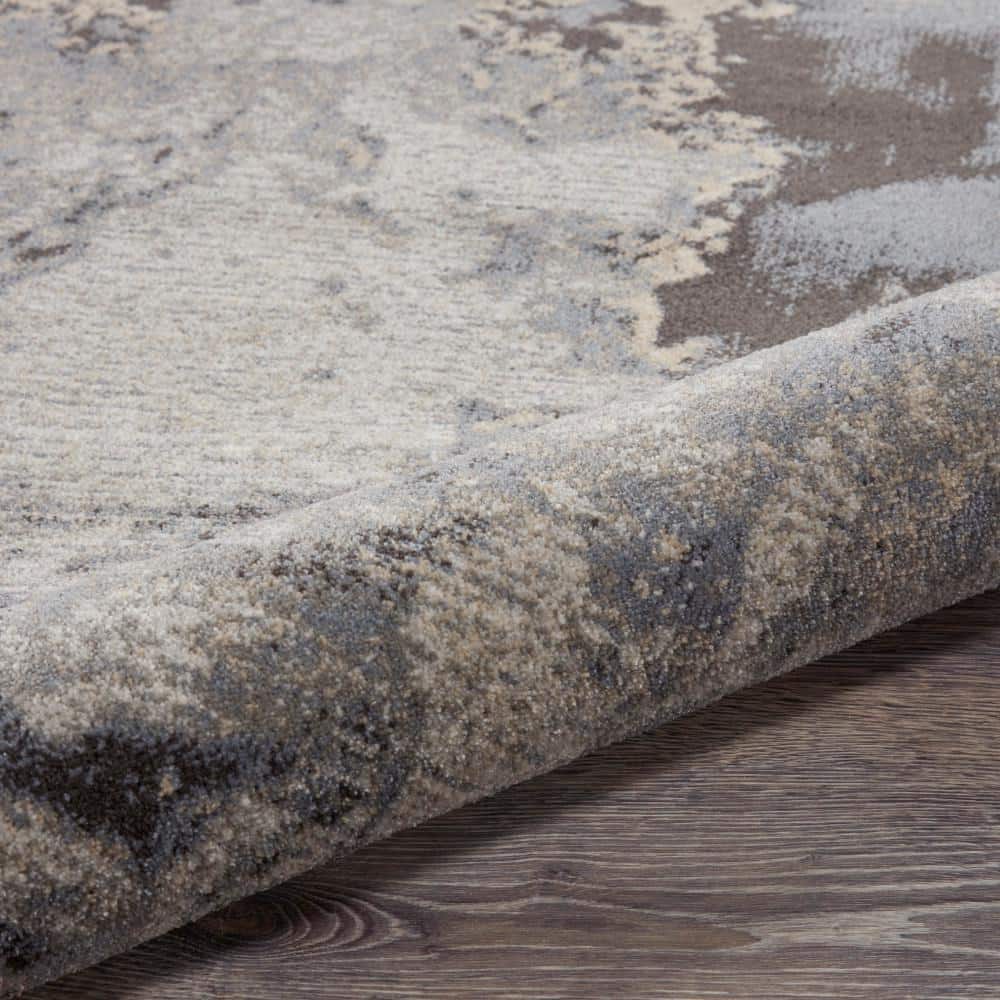 Gray Abstract 7' x 10' Synthetic Area Rug