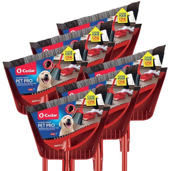 Power Corner Pet Pro Angle Broom with Step On Dust Pan (6-Pack)