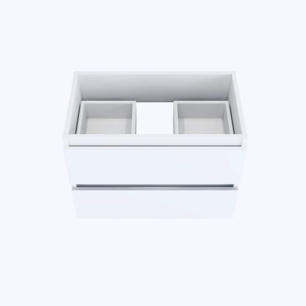 White 30" Wall-Mounted Floating Bathroom Vanity with Ceramic Countertop