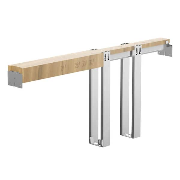 Two-Way Soft Close Pocket Door Kit, Quiet Slide, for 24-36 x 84 in. Door, Galvanized Steel, Easy Install, Living Room