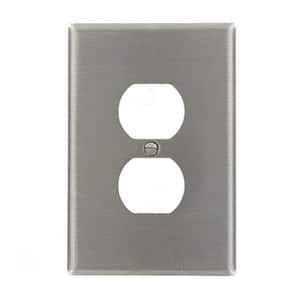 1-Gang 1 Duplex Receptacle, Large/Jumbo Size Wall Plate - Stainless Steel