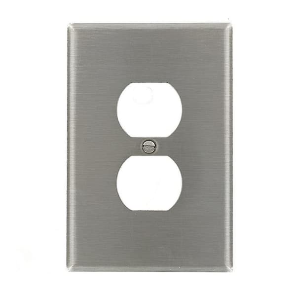Leviton 1-Gang 1 Duplex Receptacle, Large/Jumbo Size Wall Plate - Stainless Steel