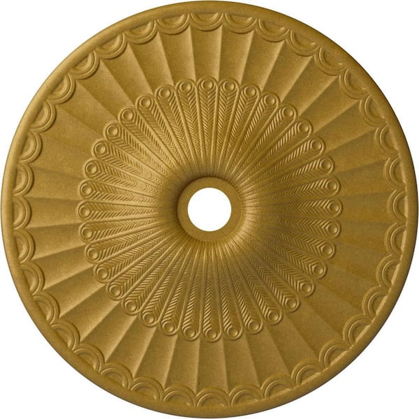 Ekena Millwork 2-3/8 in. x 36-5/8 in. x 36-5/8 in. Polyurethane Galveston Ceiling Moulding, Pharaoh's Gold