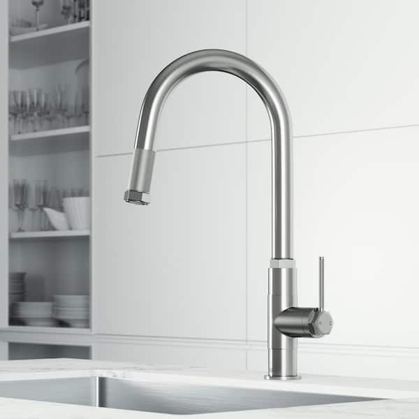 Hart Arched Single Handle Pull-Down Spout Kitchen Faucet in Stainless Steel