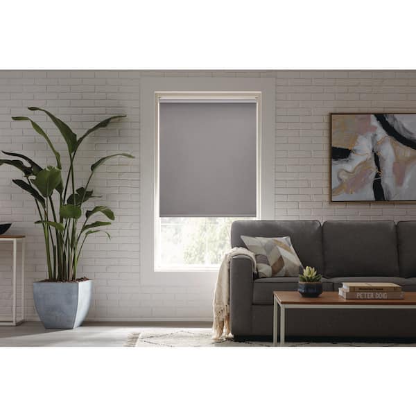 StyleWell Cut to Size Taupe Cordless Blackout Fabric Roller Shade 37.25 in. W x 72 in. L