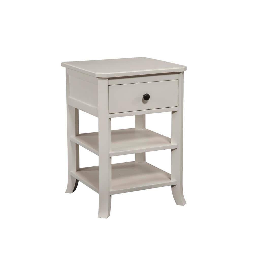 Transitional Alpine Baker 1-Drawer White Nightstand