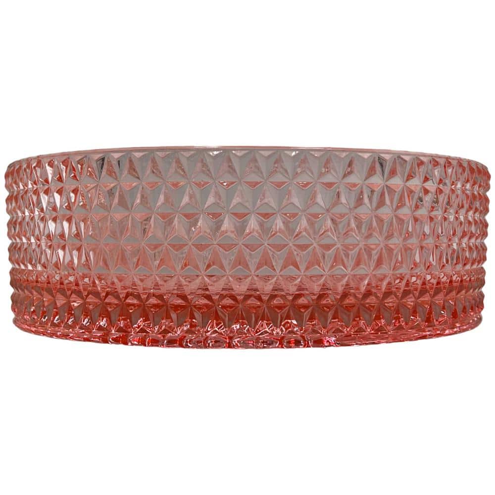 Champagne Pink 16" Textured Glass Circular Bathroom Vessel Sink