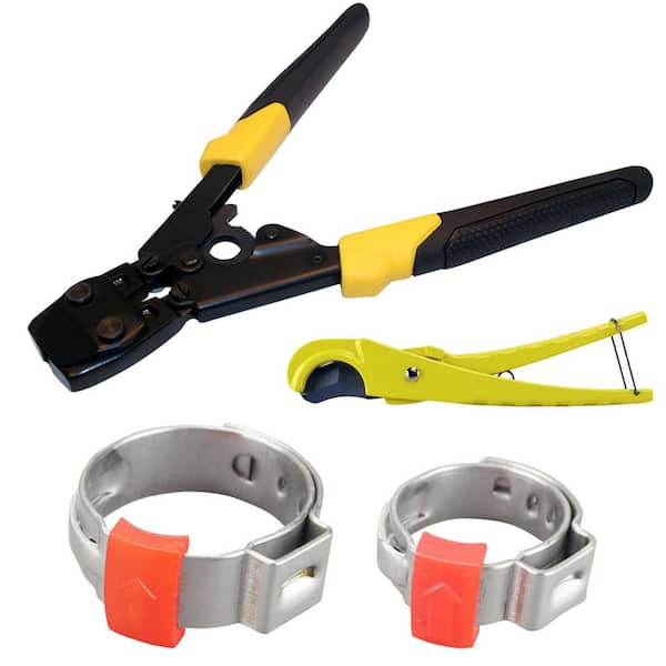 1/2 in. to 3/4 in. PEX-B Pipe Tubing Cutter and Pinch Clamp Tool With Pinch Clamps Kit
