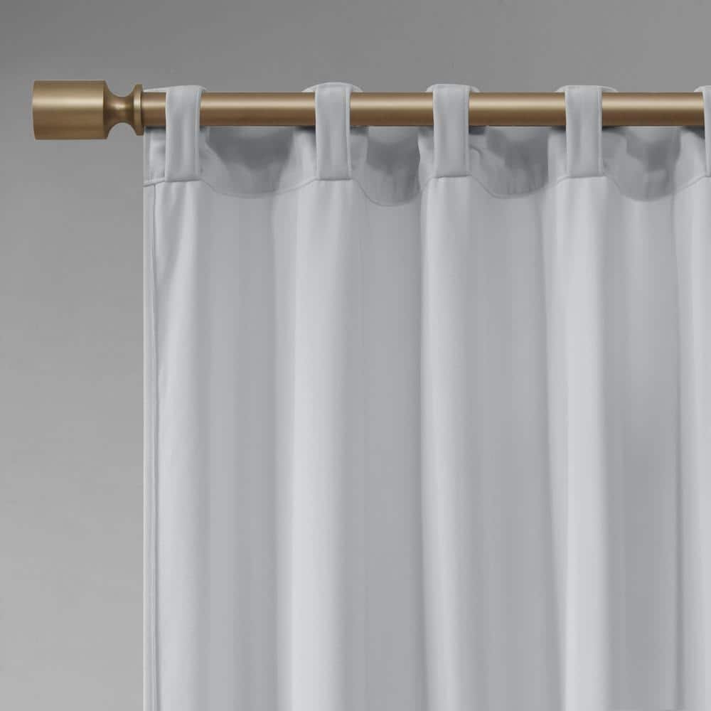 Light Grey Velvet Room Darkening Curtain Panels, 37"W x 95"L