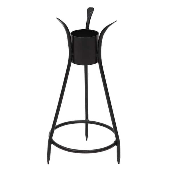 Trestle III Spiked Gazing Globe Ball Stand, 13.75 in. Tall, Black Powder Coat Finish, Garden Stake