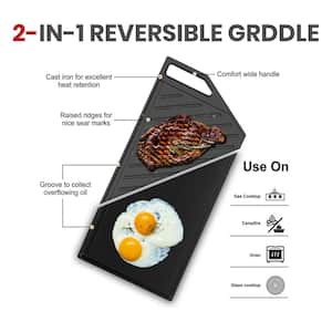 36 in. NG/LPG Convertible Gas Cooktop in Stainless Steel with 5-Burners and Reversible Cast Iron Grill/Griddle