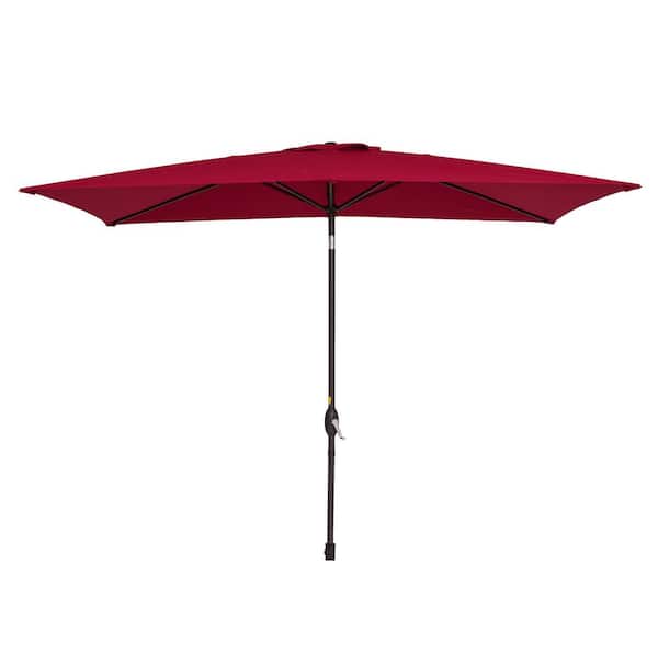 Inner Decor Seymo 10 ft. x 7 ft. Aluminum Rectangular Market Tilt Patio Umbrella in Red without Base