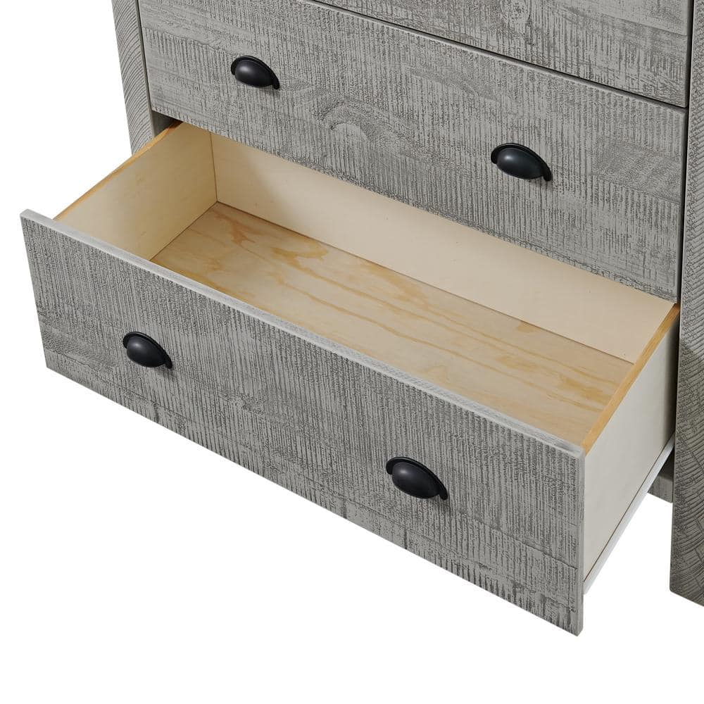 Arden Driftwood Gray Pine Wood 4-Piece King Bedroom Set