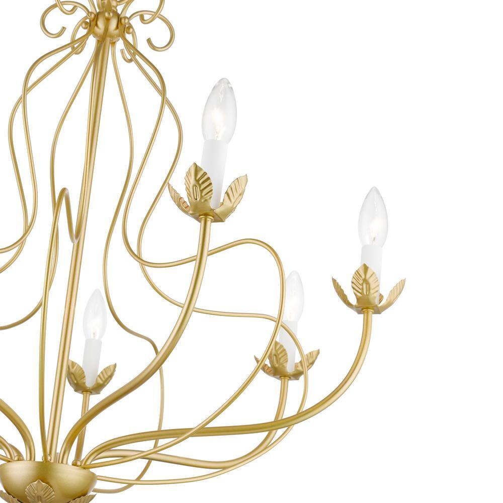 Katarina Graceful Floral 7-Light Chandelier in Soft Gold
