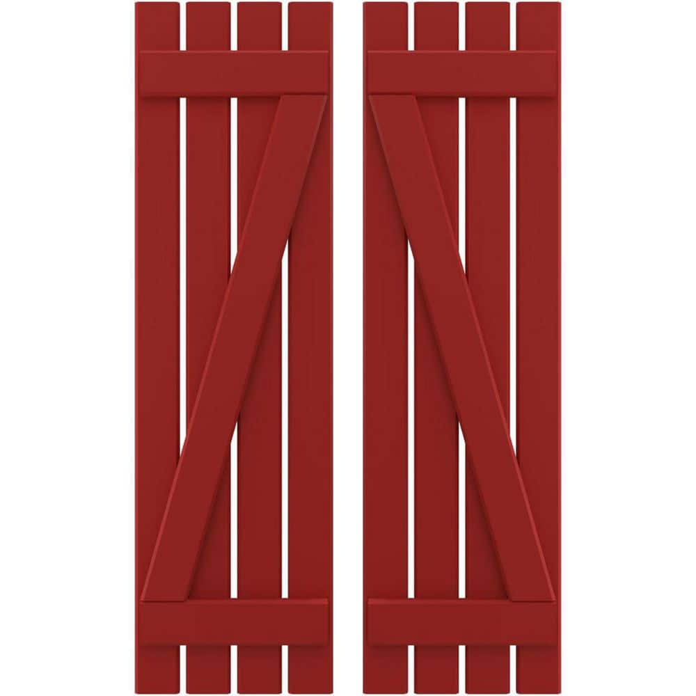 15-1/2-in W x 69-in H Americraft 4 Board Exterior Real Wood Spaced Board and Batten Shutters w/Z-Bar Fire Red price history on PriceWatchPro