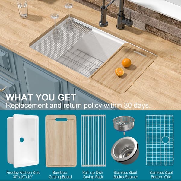 HOMLYLINK Workstation Kitchen Sink 30 x 19 in. Drop-In