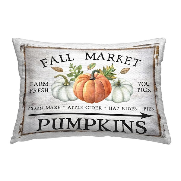 Fall Market Pumpkins Orange Rectangular Outdoor Throw Pillow