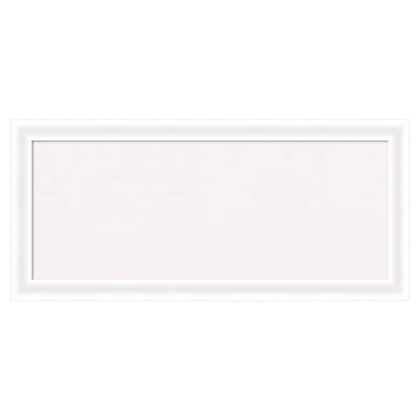 Oliver White Narrow 33 in. x 15 in., Wood Framed White Cork Memo Board
