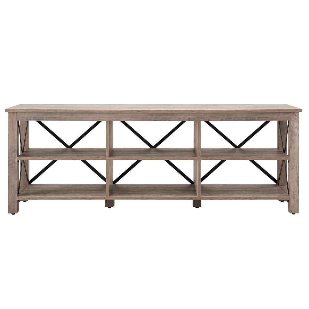 Sawyer Gray Oak Rectangular TV Stand with Metal Accents