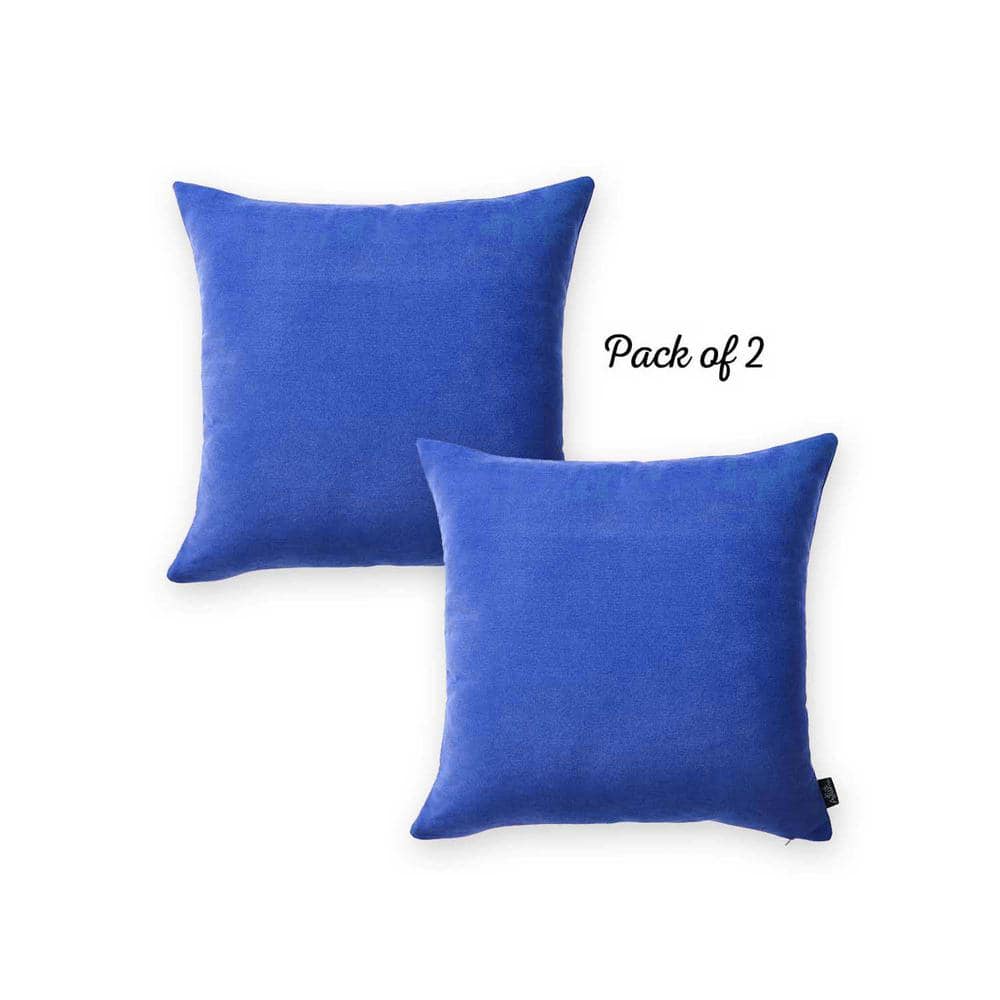Sapphire Blue Polyester 22" Square Pillow Covers Set of 2