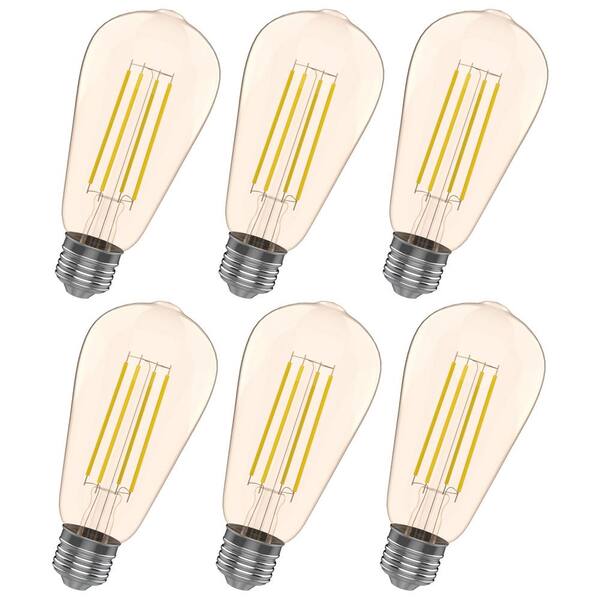 Viribright 40-Watt Equivalent ST19 Dimmable Decorative Amber Glass Filament Vintage Style LED Light Bulb Warm White (4-Pack)