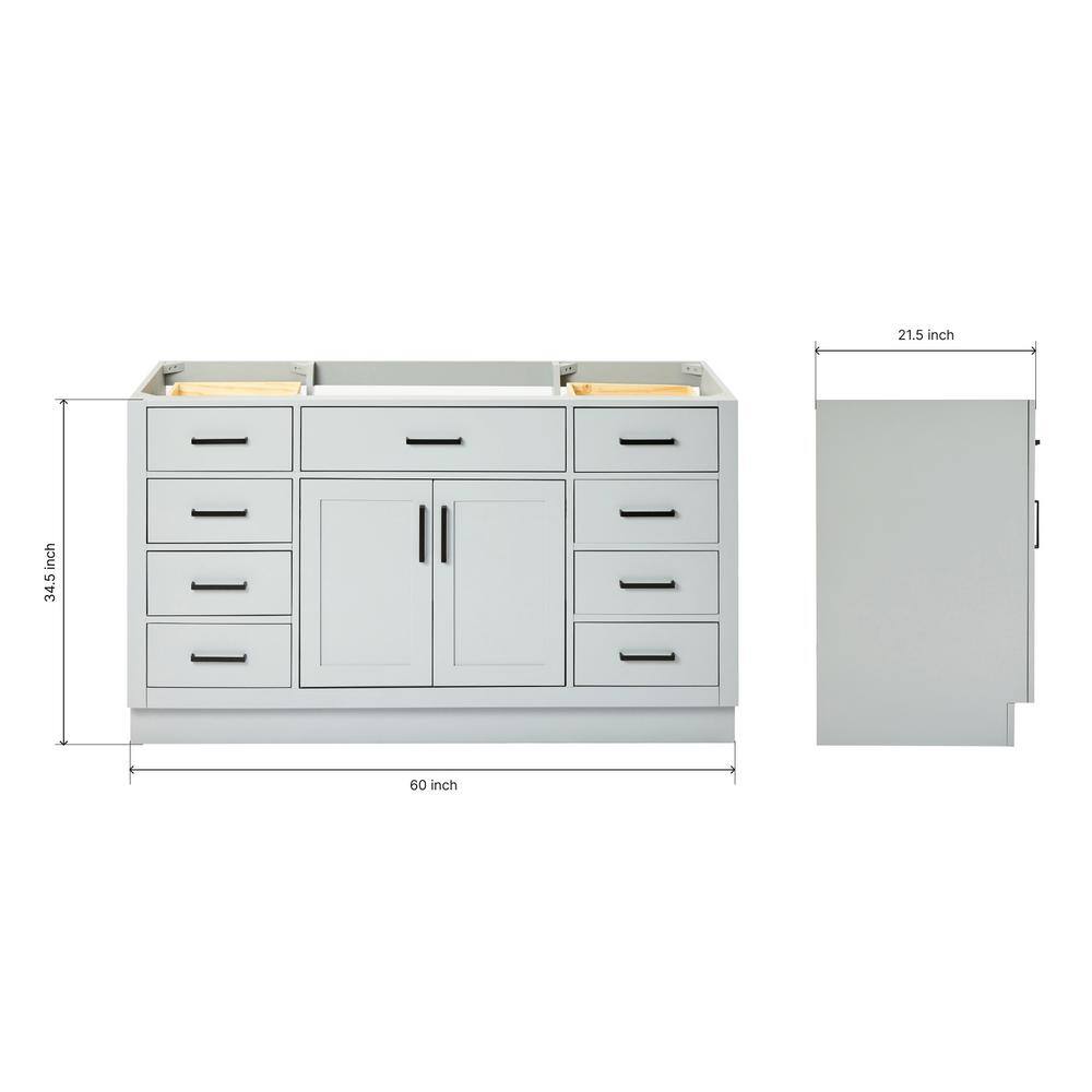Gray Hardwood Plywood 60'' Single Freestanding Vanity Base