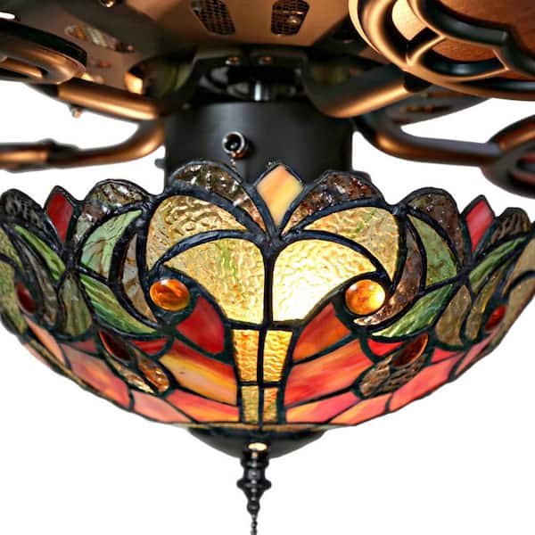 River of Goods Halston 52 in. Red Tiffany Stained Glass LED 