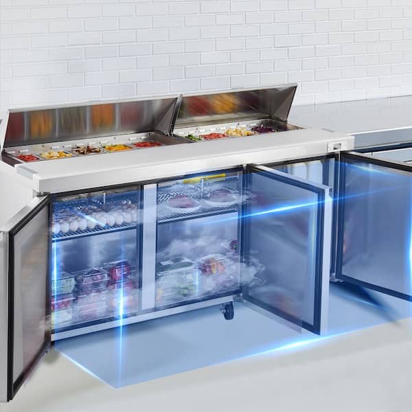 Commercial Refrigerator 72 in. Sandwich Prep Table, 18.7 cu.ft Stainless Steel Refrigerated Food Prep Station in Silver