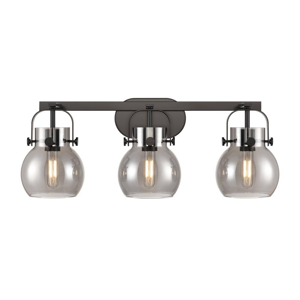 Pilaster II Sphere 26.5 in. 3-Light Matte Black Vanity Light with Black Glass Shade price history on PriceWatchPro