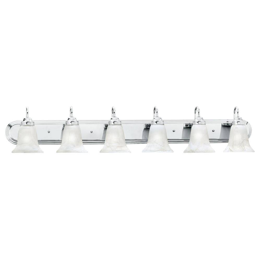 Chrome 6-Light Frosted Glass Wall Lamp
