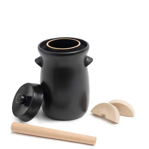 1-Piece Ceramic White Fermentation Crock Set with Lid and Weights for Kimchi Pickling Sauerkraut Kombucha