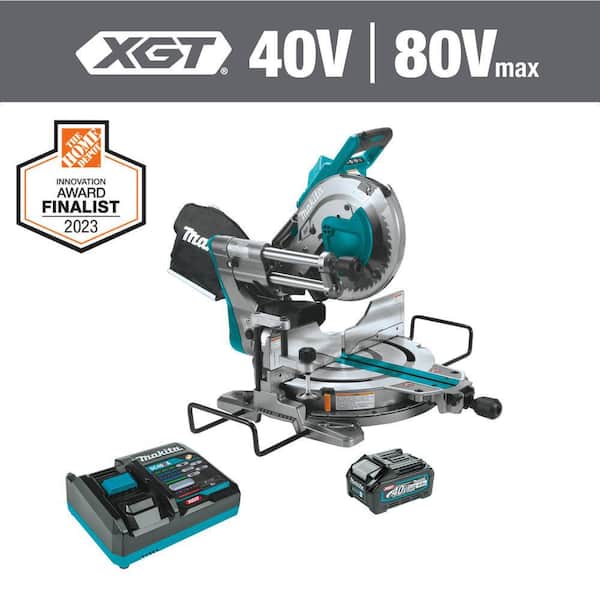 40V max XGT Brushless 10 in. Dual-Bevel Sliding Compound Miter Saw Kit(4.0Ah) with bonus Compact Folding Miter Saw Stand
