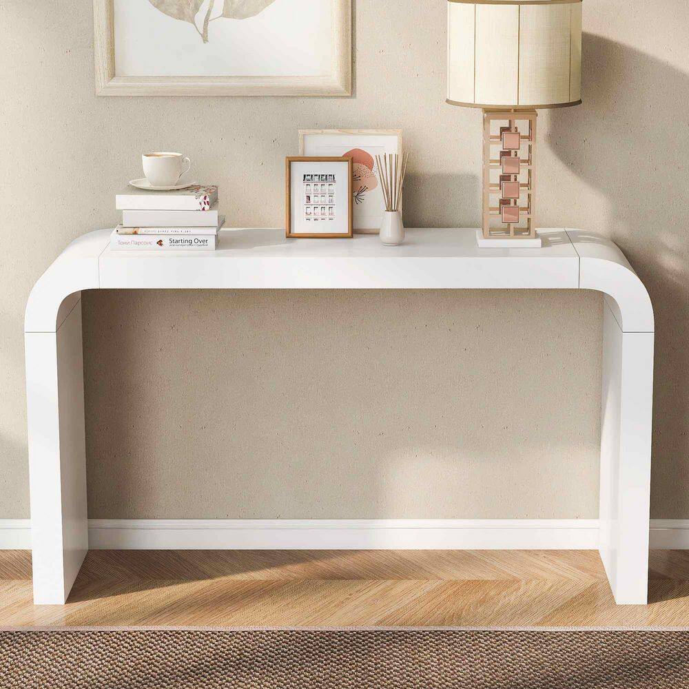 55.1 in. White Rectangle Wood Console Table Entryway Table