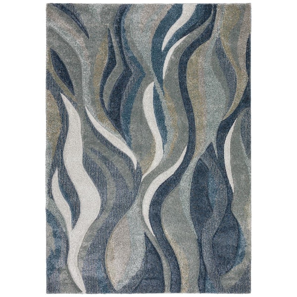 Carmona 9 ft. 10 in. x 13 ft. 2 in. Blue Abstract Rug