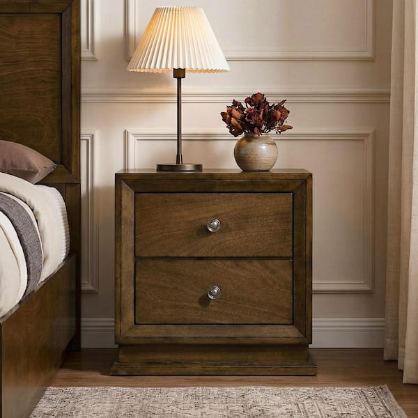 Furniture of America Joune Walnut 2-Drawer 23.5 in. W Nightstand