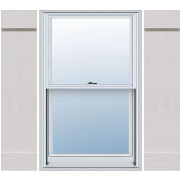 Ekena Millwork 10-3/4 in. x 37 in. Urethane Rustic 2-Board Joined Board and Batten Shutters Faux Wood with End Batten Pair in Primed