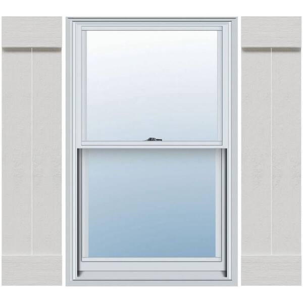 Ekena Millwork 10-3/4 in. x 40 in. Urethane Rustic 2-Board Joined Board and Batten Shutters Faux Wood with End Batten Pair in Primed