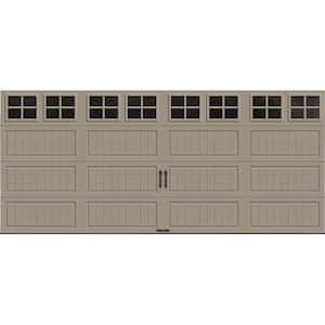 Gallery Steel Long Panel 16 ft x 7 ft Insulated 18.4 R-Value  Sandtone Garage Door with SQ22 Windows