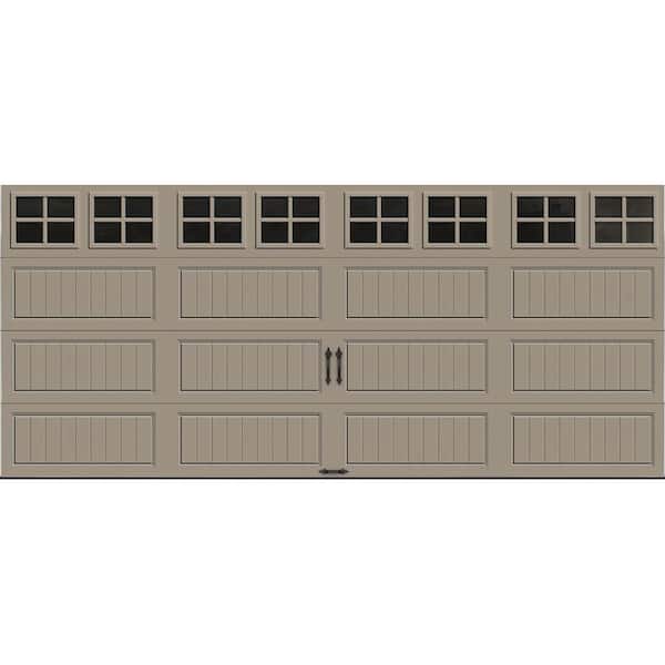 Clopay Gallery Steel Long Panel 16 ft x 7 ft Insulated 18.4 R-Value  Sandtone Garage Door with SQ22 Windows