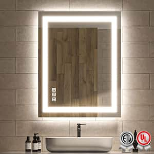 36 in. W x 28 in. H Rectangular Frameless Wall Bathroom Vanity Mirror with Backlit and Front Light