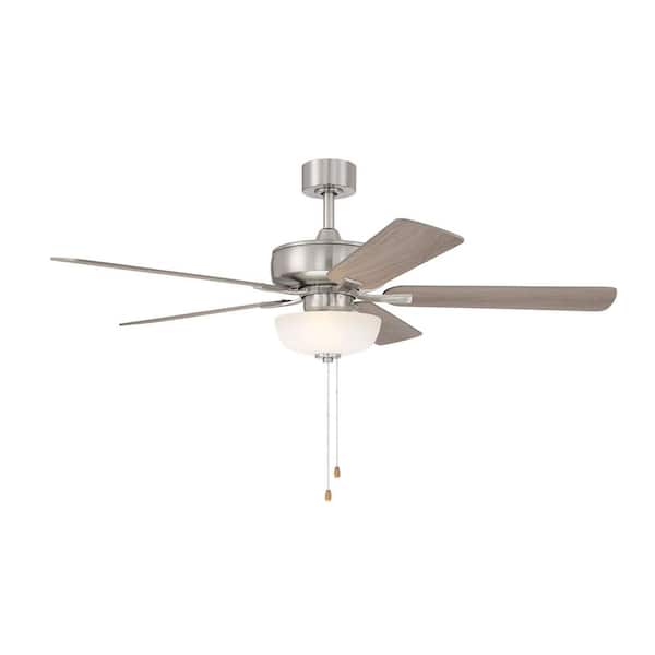 Designers Fountain - Gallant 52 in. Indoor/Covered Outdoor Brushed Nickel Standard Mount Ceiling Fan with Light Kit and Pull Chain Control