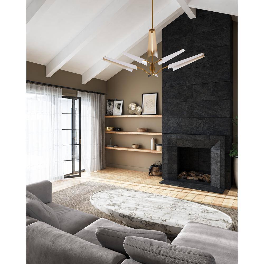 Osorio 46" Brass and Matte White LED Chandelier