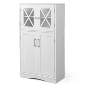 23.5 in. W x 12 in. D x 42.5 in. H White Bathroom Storage Linen Cabinet with Doors and Adjustable Shelves