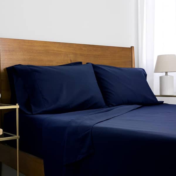 SOUTHSHORE FINE LINENS Deep Pocket 4-Piece Navy Blue Microfiber Twin Sheet Set