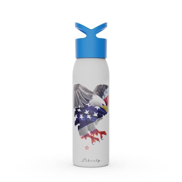 Liberty 24 oz. Proud To Be Flat White Reusable Single Wall Aluminum Water Bottle with Threaded Lid